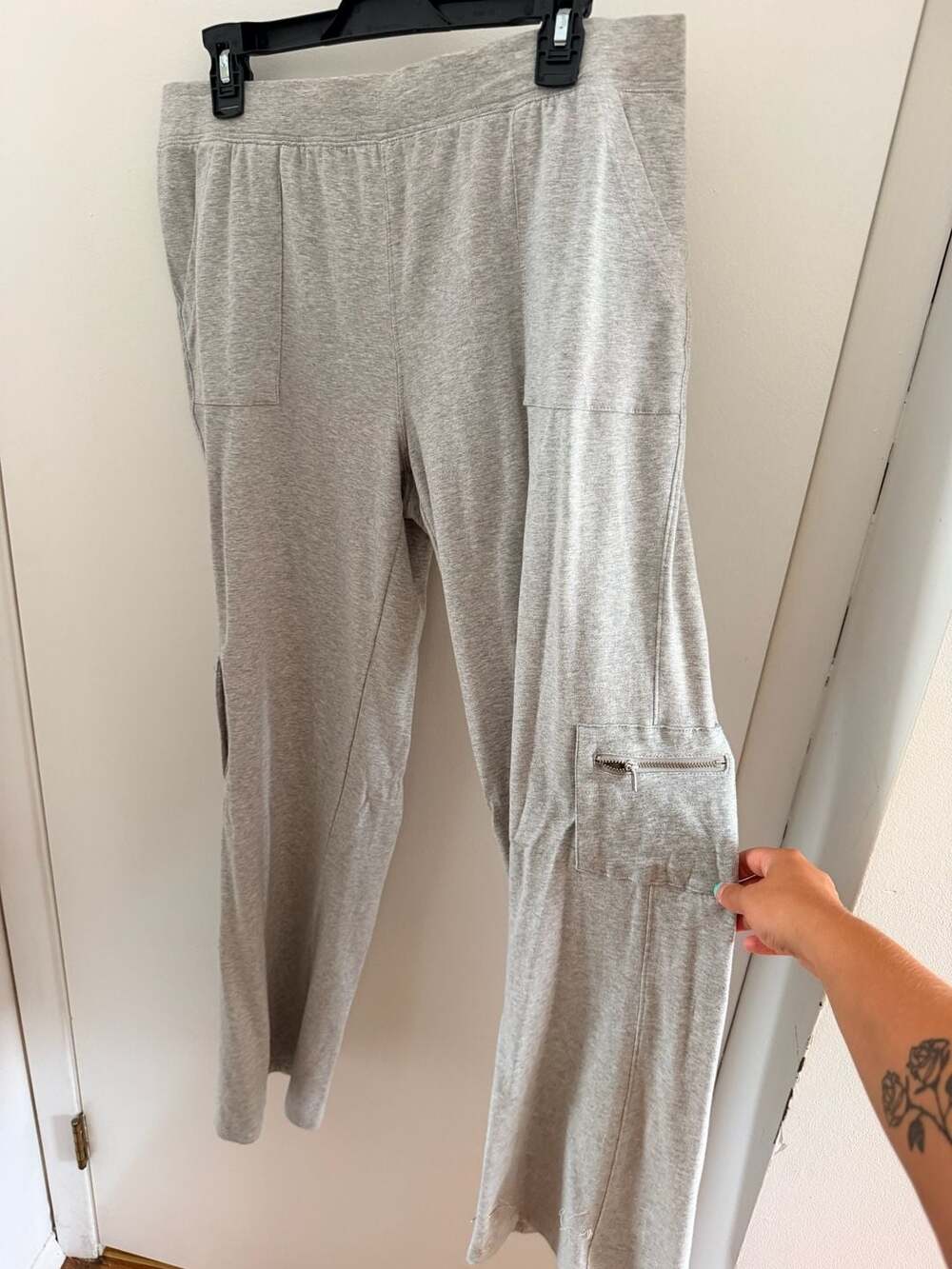 Style & Co. Sport Cargo Lounge Pants Size L Gray Cotton Spandex